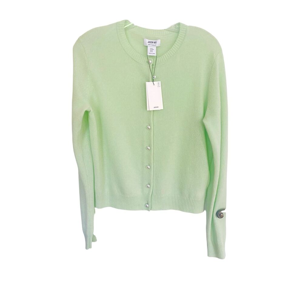 NWT Jason Wu 100% Cashmere Mint Green Cardigan Sz M